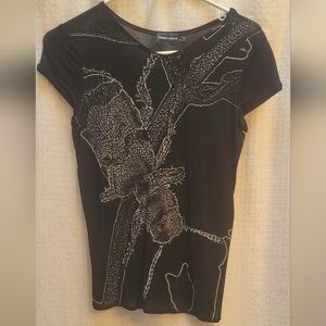 Giorgio Armani Black Short-Sleeve Tee Insect Bee Print